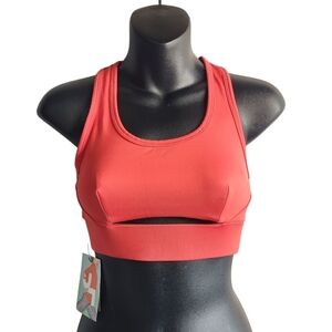 Joy Lab Women’s Coral Orange Asymmetrical Racerback Sports Bra Size XS NWT